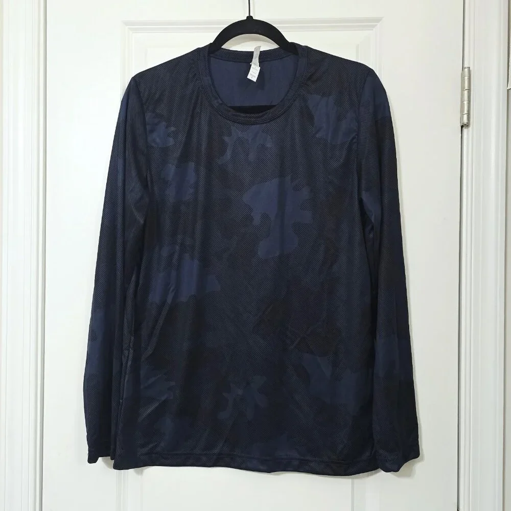 Nwot ALL‎ SPORT- XS Men’s Performance Long Sleeve Blue Camo Athletic T-Shirt